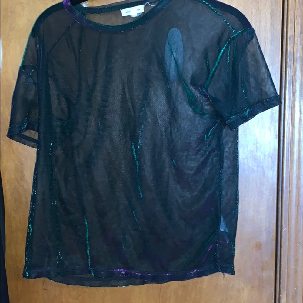 Urban outfitters greenish purple tint mesh shirt